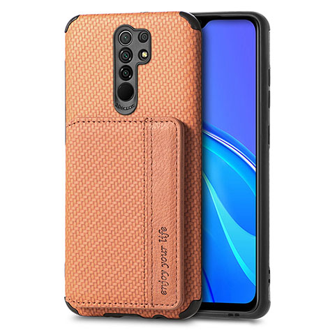 Silikon Hülle Handyhülle Ultra Dünn Schutzhülle Tasche Flexible mit Magnetisch S02D für Xiaomi Redmi 9 Prime India Braun