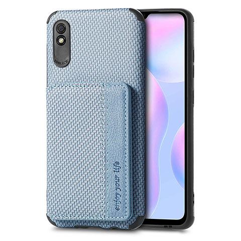 Silikon Hülle Handyhülle Ultra Dünn Schutzhülle Tasche Flexible mit Magnetisch S02D für Xiaomi Redmi 9AT Blau