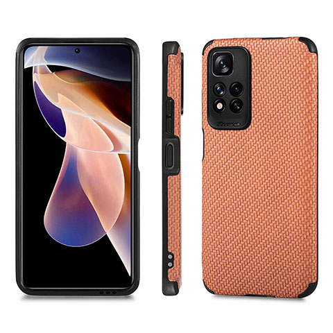 Silikon Hülle Handyhülle Ultra Dünn Schutzhülle Tasche Flexible mit Magnetisch S02D für Xiaomi Redmi Note 11 Pro+ Plus 5G Braun