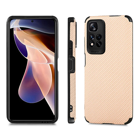 Silikon Hülle Handyhülle Ultra Dünn Schutzhülle Tasche Flexible mit Magnetisch S02D für Xiaomi Redmi Note 11 Pro+ Plus 5G Gold