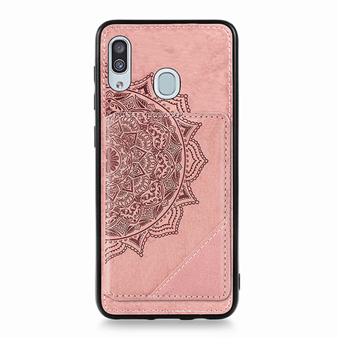 Silikon Hülle Handyhülle Ultra Dünn Schutzhülle Tasche Flexible mit Magnetisch S03D für Samsung Galaxy A20 Rosegold