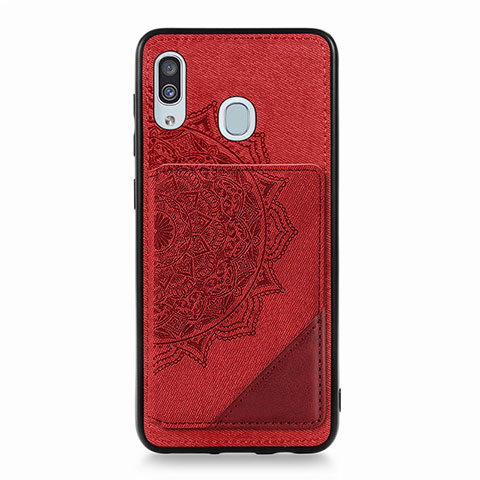 Silikon Hülle Handyhülle Ultra Dünn Schutzhülle Tasche Flexible mit Magnetisch S03D für Samsung Galaxy A20 Rot