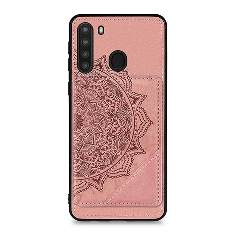 Silikon Hülle Handyhülle Ultra Dünn Schutzhülle Tasche Flexible mit Magnetisch S03D für Samsung Galaxy A21 Rosegold