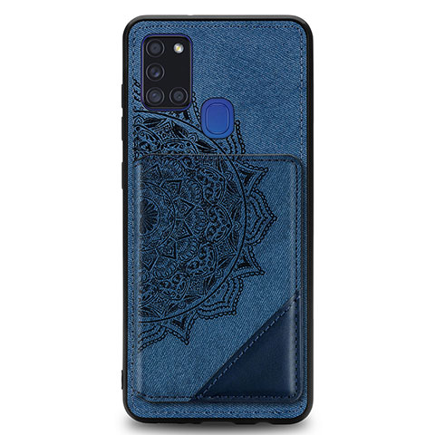Silikon Hülle Handyhülle Ultra Dünn Schutzhülle Tasche Flexible mit Magnetisch S03D für Samsung Galaxy A21s Blau