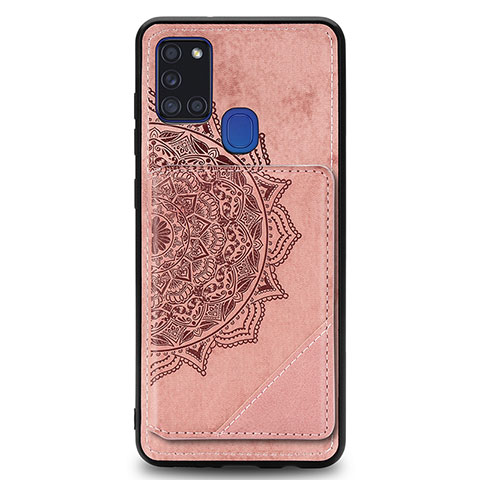 Silikon Hülle Handyhülle Ultra Dünn Schutzhülle Tasche Flexible mit Magnetisch S03D für Samsung Galaxy A21s Rosegold