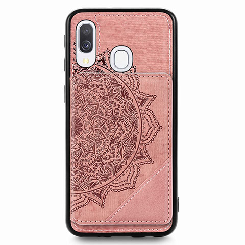 Silikon Hülle Handyhülle Ultra Dünn Schutzhülle Tasche Flexible mit Magnetisch S03D für Samsung Galaxy A40 Rosegold