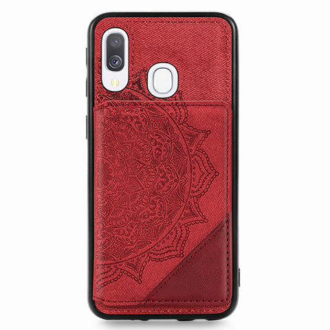 Silikon Hülle Handyhülle Ultra Dünn Schutzhülle Tasche Flexible mit Magnetisch S03D für Samsung Galaxy A40 Rot