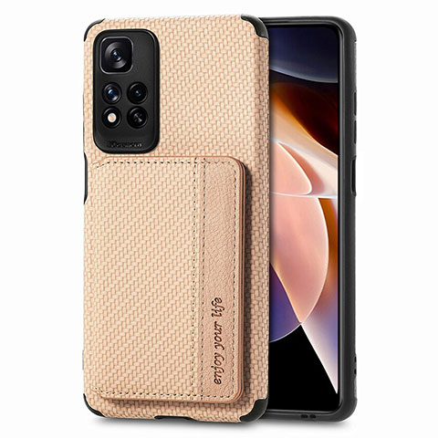 Silikon Hülle Handyhülle Ultra Dünn Schutzhülle Tasche Flexible mit Magnetisch S03D für Xiaomi Redmi Note 11 Pro+ Plus 5G Gold