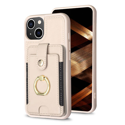 Silikon Hülle Handyhülle Ultra Dünn Schutzhülle Tasche Flexible mit Magnetisch S04D für Apple iPhone 15 Gold