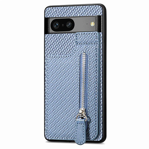 Silikon Hülle Handyhülle Ultra Dünn Schutzhülle Tasche Flexible mit Magnetisch S04D für Google Pixel 7a 5G Blau