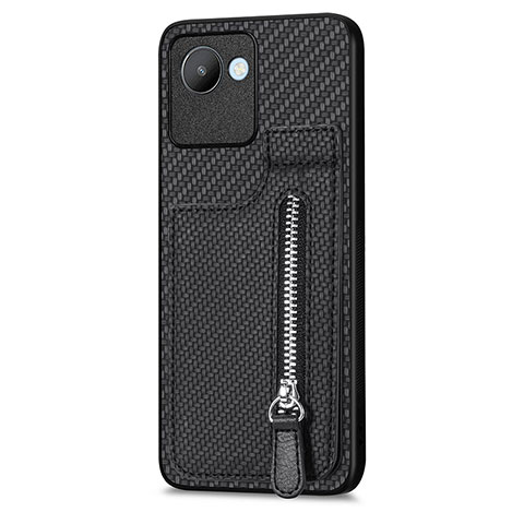 Silikon Hülle Handyhülle Ultra Dünn Schutzhülle Tasche Flexible mit Magnetisch S04D für Realme C30 Schwarz