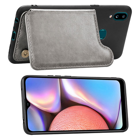 Silikon Hülle Handyhülle Ultra Dünn Schutzhülle Tasche Flexible mit Magnetisch S04D für Samsung Galaxy A10s Grau