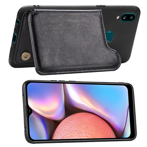 Silikon Hülle Handyhülle Ultra Dünn Schutzhülle Tasche Flexible mit Magnetisch S04D für Samsung Galaxy A10s Schwarz