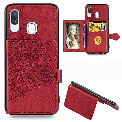 Silikon Hülle Handyhülle Ultra Dünn Schutzhülle Tasche Flexible mit Magnetisch S04D für Samsung Galaxy A40 Rot