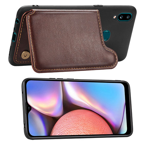 Silikon Hülle Handyhülle Ultra Dünn Schutzhülle Tasche Flexible mit Magnetisch S04D für Samsung Galaxy M01s Braun