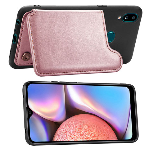 Silikon Hülle Handyhülle Ultra Dünn Schutzhülle Tasche Flexible mit Magnetisch S04D für Samsung Galaxy M01s Rosegold