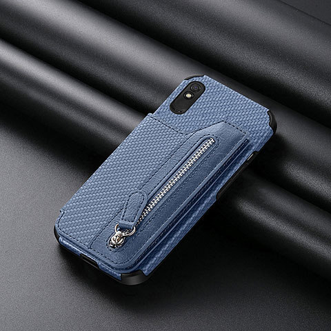 Silikon Hülle Handyhülle Ultra Dünn Schutzhülle Tasche Flexible mit Magnetisch S04D für Xiaomi Redmi 9A Blau