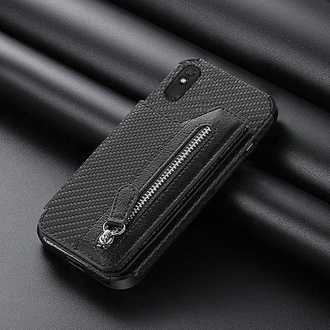 Silikon Hülle Handyhülle Ultra Dünn Schutzhülle Tasche Flexible mit Magnetisch S04D für Xiaomi Redmi 9i Schwarz