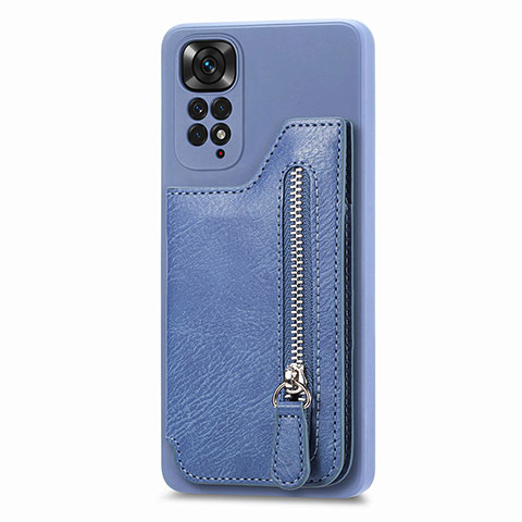 Silikon Hülle Handyhülle Ultra Dünn Schutzhülle Tasche Flexible mit Magnetisch S04D für Xiaomi Redmi Note 11 4G (2022) Blau