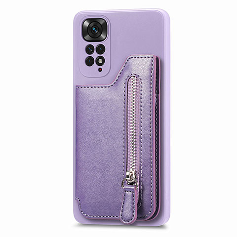 Silikon Hülle Handyhülle Ultra Dünn Schutzhülle Tasche Flexible mit Magnetisch S04D für Xiaomi Redmi Note 11 4G (2022) Violett