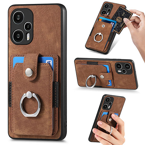 Silikon Hülle Handyhülle Ultra Dünn Schutzhülle Tasche Flexible mit Magnetisch S04D für Xiaomi Redmi Note 12 Turbo 5G Braun