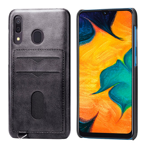 Silikon Hülle Handyhülle Ultra Dünn Schutzhülle Tasche Flexible mit Magnetisch S05D für Samsung Galaxy A20 Schwarz