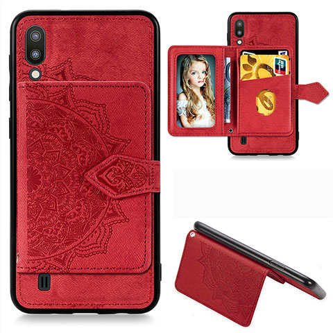 Silikon Hülle Handyhülle Ultra Dünn Schutzhülle Tasche Flexible mit Magnetisch S05D für Samsung Galaxy M10 Rot