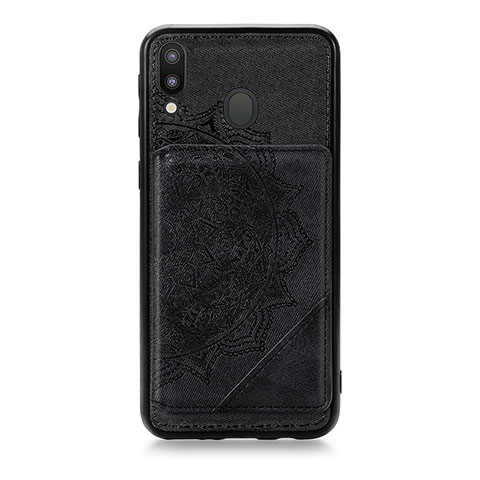 Silikon Hülle Handyhülle Ultra Dünn Schutzhülle Tasche Flexible mit Magnetisch S05D für Samsung Galaxy M20 Schwarz