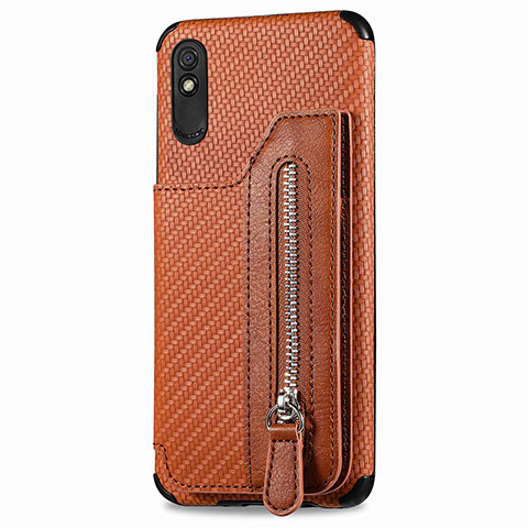 Silikon Hülle Handyhülle Ultra Dünn Schutzhülle Tasche Flexible mit Magnetisch S05D für Xiaomi Redmi 9A Braun