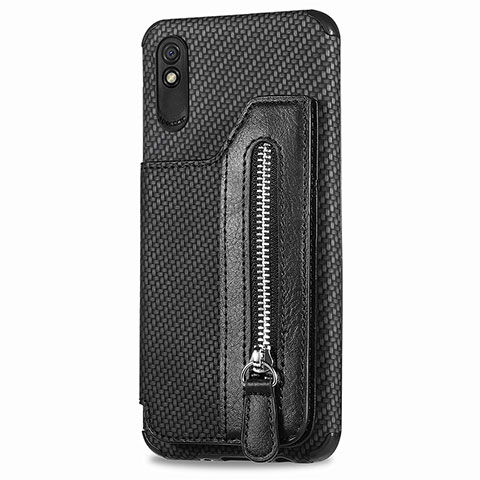 Silikon Hülle Handyhülle Ultra Dünn Schutzhülle Tasche Flexible mit Magnetisch S05D für Xiaomi Redmi 9A Schwarz