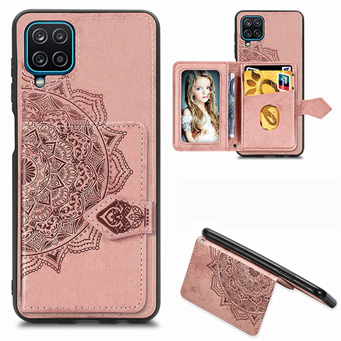 Silikon Hülle Handyhülle Ultra Dünn Schutzhülle Tasche Flexible mit Magnetisch S06D für Samsung Galaxy F12 Rosegold