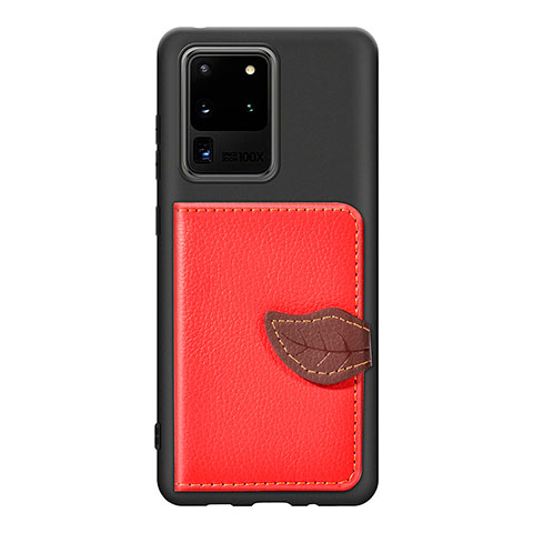 Silikon Hülle Handyhülle Ultra Dünn Schutzhülle Tasche Flexible mit Magnetisch S06D für Samsung Galaxy S20 Ultra Rot