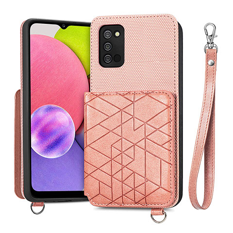 Silikon Hülle Handyhülle Ultra Dünn Schutzhülle Tasche Flexible mit Magnetisch S07D für Samsung Galaxy A02s Rosa