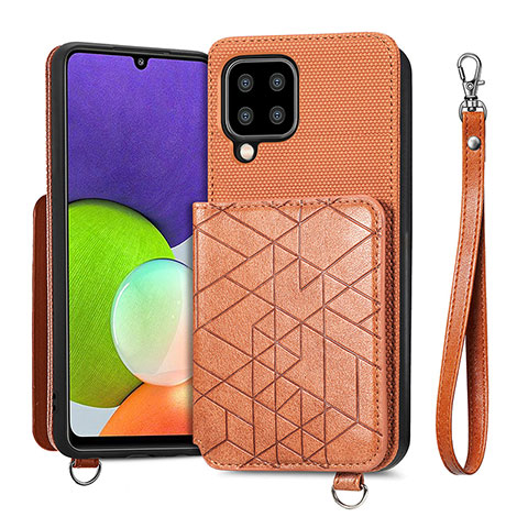 Silikon Hülle Handyhülle Ultra Dünn Schutzhülle Tasche Flexible mit Magnetisch S07D für Samsung Galaxy A22 4G Braun