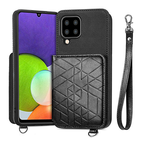 Silikon Hülle Handyhülle Ultra Dünn Schutzhülle Tasche Flexible mit Magnetisch S07D für Samsung Galaxy A22 4G Schwarz