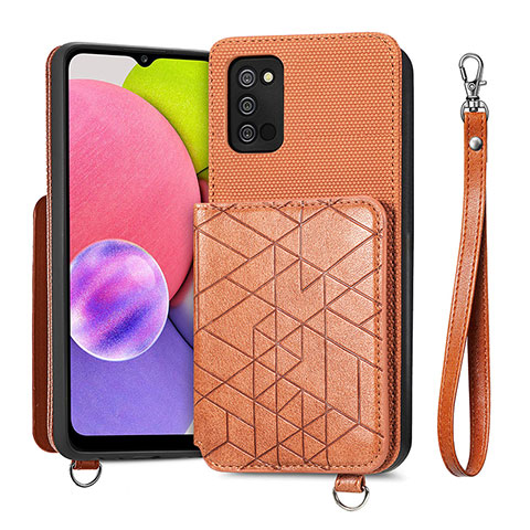 Silikon Hülle Handyhülle Ultra Dünn Schutzhülle Tasche Flexible mit Magnetisch S07D für Samsung Galaxy M02s Braun