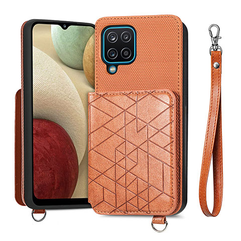 Silikon Hülle Handyhülle Ultra Dünn Schutzhülle Tasche Flexible mit Magnetisch S08D für Samsung Galaxy A12 Nacho Braun