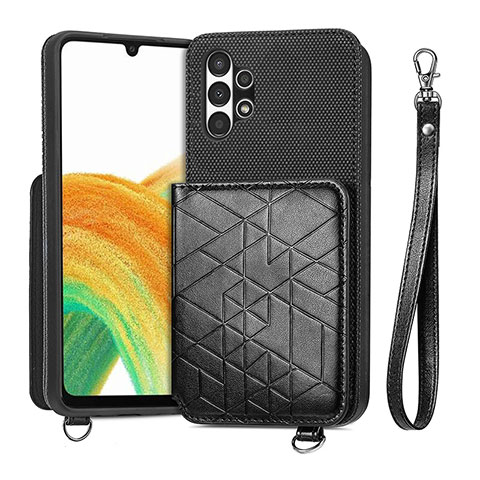 Silikon Hülle Handyhülle Ultra Dünn Schutzhülle Tasche Flexible mit Magnetisch S08D für Samsung Galaxy A13 4G Schwarz