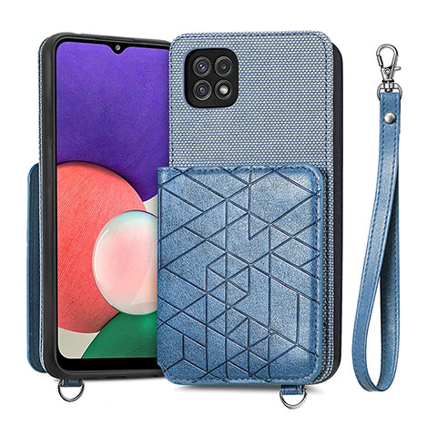 Silikon Hülle Handyhülle Ultra Dünn Schutzhülle Tasche Flexible mit Magnetisch S08D für Samsung Galaxy A22s 5G Blau