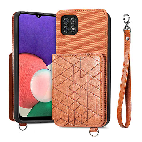 Silikon Hülle Handyhülle Ultra Dünn Schutzhülle Tasche Flexible mit Magnetisch S08D für Samsung Galaxy A22s 5G Braun