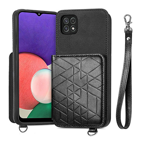 Silikon Hülle Handyhülle Ultra Dünn Schutzhülle Tasche Flexible mit Magnetisch S08D für Samsung Galaxy A22s 5G Schwarz