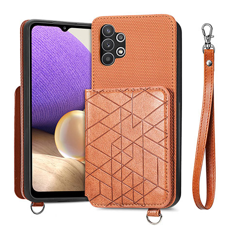 Silikon Hülle Handyhülle Ultra Dünn Schutzhülle Tasche Flexible mit Magnetisch S08D für Samsung Galaxy A32 4G Braun