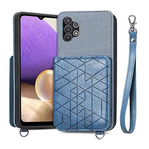 Silikon Hülle Handyhülle Ultra Dünn Schutzhülle Tasche Flexible mit Magnetisch S08D für Samsung Galaxy A32 5G Blau