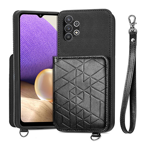 Silikon Hülle Handyhülle Ultra Dünn Schutzhülle Tasche Flexible mit Magnetisch S08D für Samsung Galaxy A32 5G Schwarz