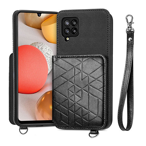 Silikon Hülle Handyhülle Ultra Dünn Schutzhülle Tasche Flexible mit Magnetisch S08D für Samsung Galaxy A42 5G Schwarz