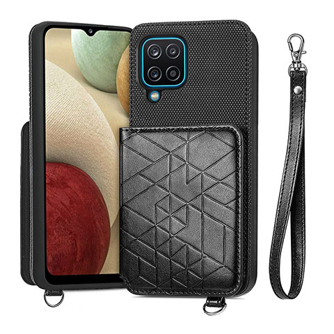 Silikon Hülle Handyhülle Ultra Dünn Schutzhülle Tasche Flexible mit Magnetisch S08D für Samsung Galaxy F12 Schwarz