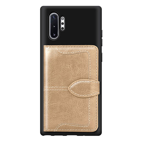 Silikon Hülle Handyhülle Ultra Dünn Schutzhülle Tasche Flexible mit Magnetisch S08D für Samsung Galaxy Note 10 Plus 5G Gold