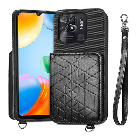 Silikon Hülle Handyhülle Ultra Dünn Schutzhülle Tasche Flexible mit Magnetisch S08D für Xiaomi Redmi 10 Power Schwarz