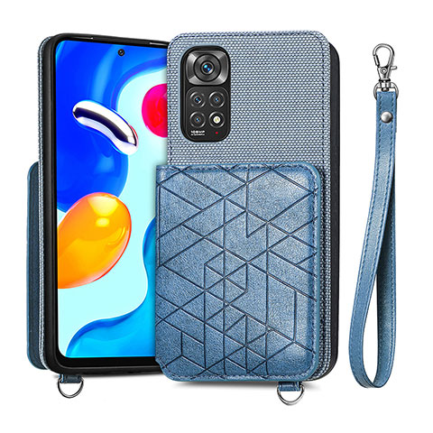 Silikon Hülle Handyhülle Ultra Dünn Schutzhülle Tasche Flexible mit Magnetisch S08D für Xiaomi Redmi Note 11 4G (2022) Blau