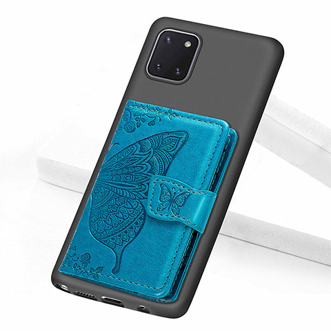 Silikon Hülle Handyhülle Ultra Dünn Schutzhülle Tasche Flexible mit Magnetisch S09D für Samsung Galaxy A81 Blau